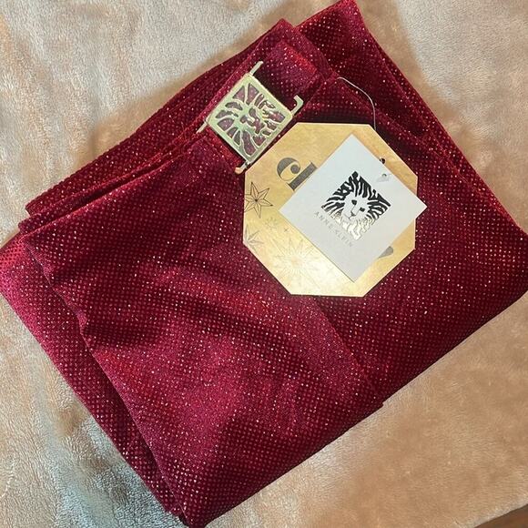 NWT Anne Klein Red Sparkle Glitter Midi Wrap Skirt Women's Size Medium MSRP $79! - Picture 7 of 7